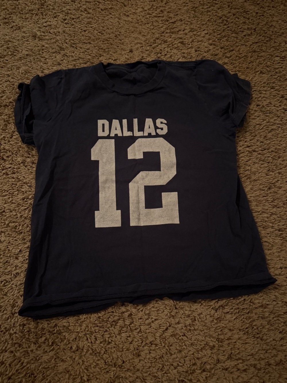 Brandy Melville Navy Tee with White DALLAS 12 Print
